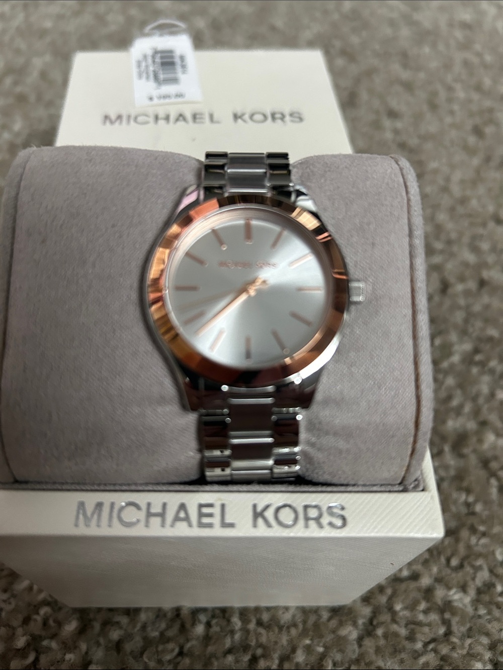 Michael Kors Silver and Rose Gold-Tone Stainless Steel Men's Watch